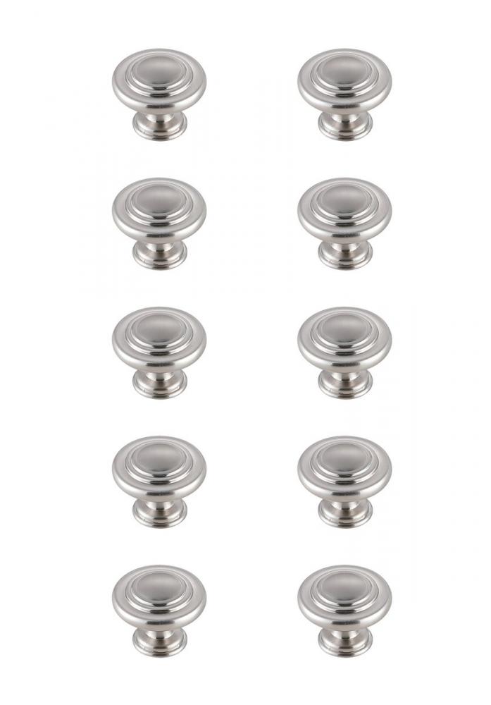 Minu 1.3" Diameter Brushed Nickel Mushroom Knob Multipack (Set of 10)