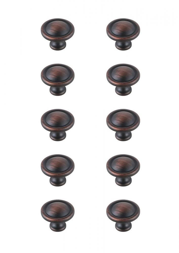 Garlande 1.2" Diameter Oil-rubbed Bronze Mushroom Knob Multipack (Set of 10)