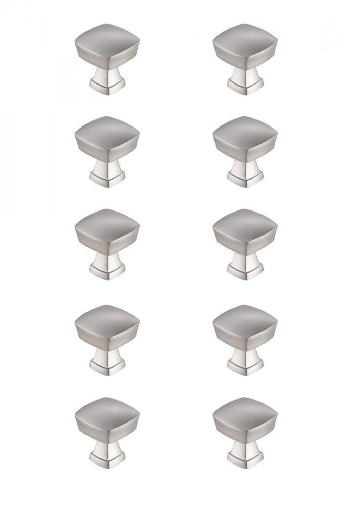 Irvin 1.3" Brushed Nickel Square Knob Multipack (Set of 10)