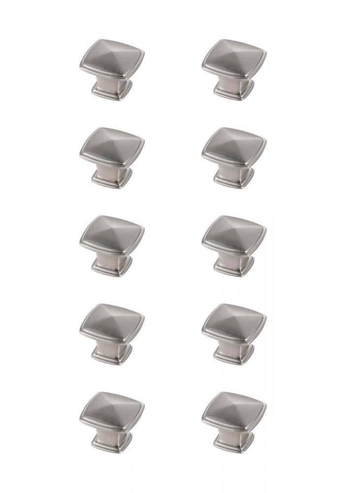 Marcel 1.2" Brushed Nickel Square Knob Multipack (Set of 10)