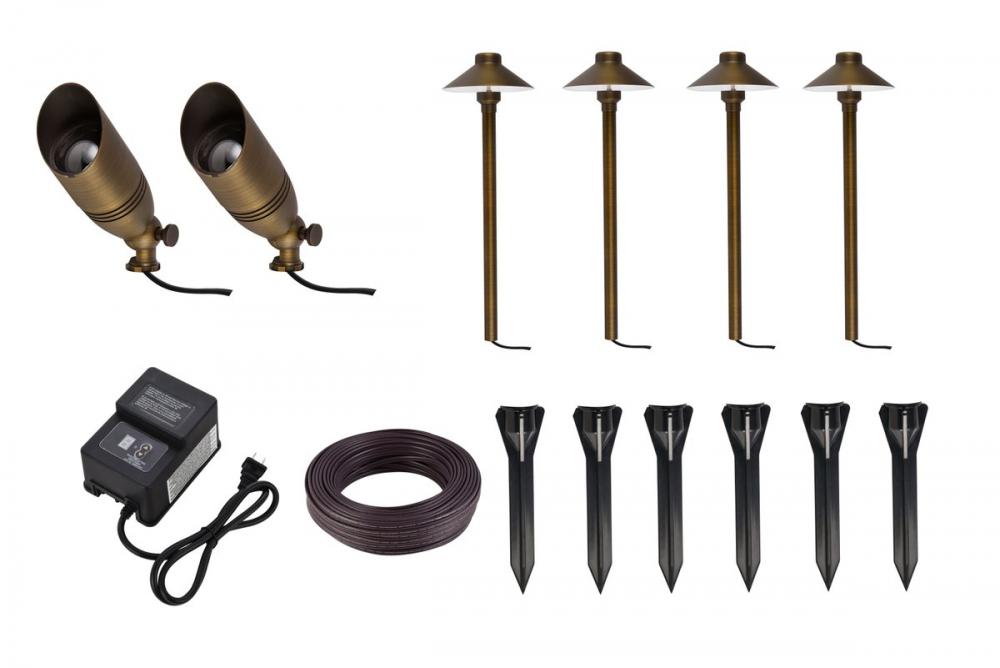 Aera Cast Brass Landscape Lighting Full Starter Pack of 6 Kit 2