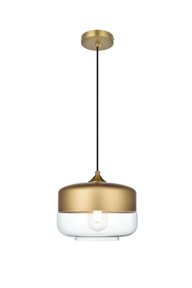 Ashwell 10 inch Pendant Clear Shade in Satin Gold