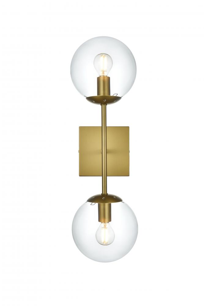 Neri 6 Inch Wall Sconce Clear Shade in Satin Gold