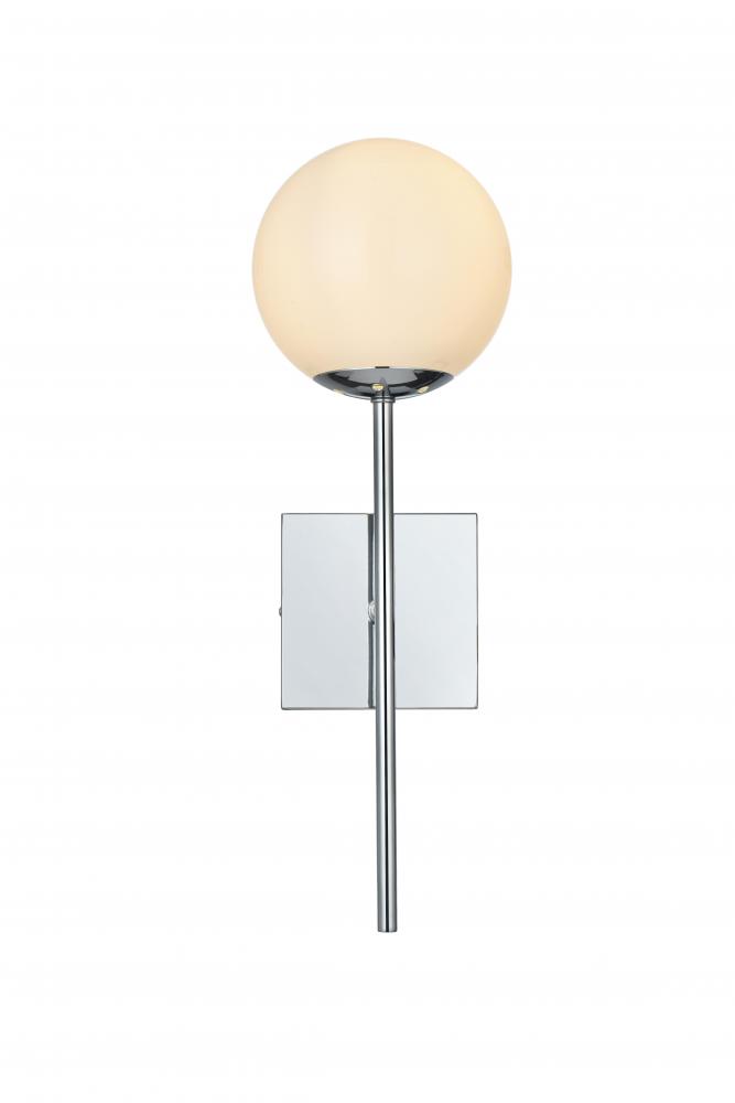 Neri 6 Inch Wall Sconce White Shade in Chrome