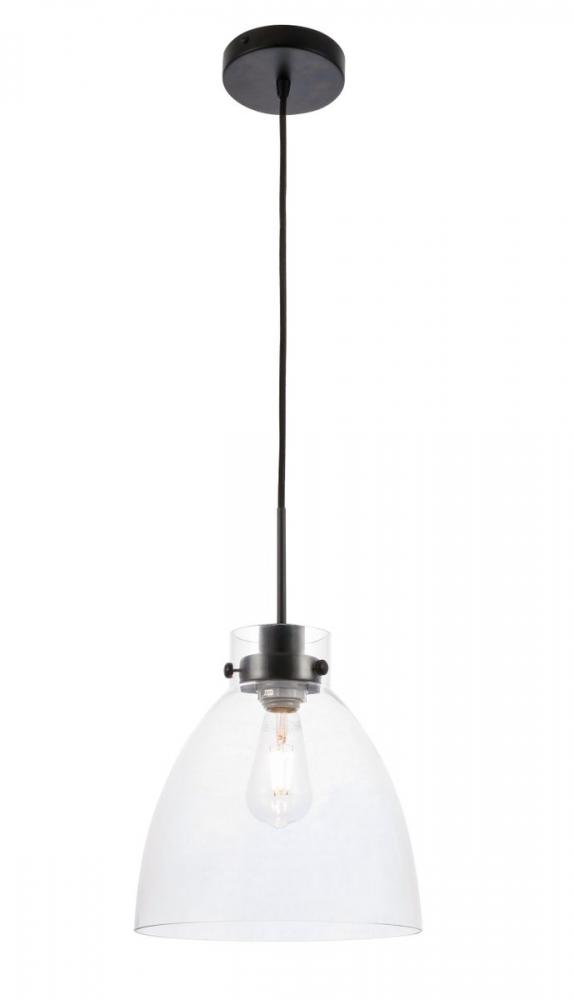 Frey 1 light Black and Clear glass pendant