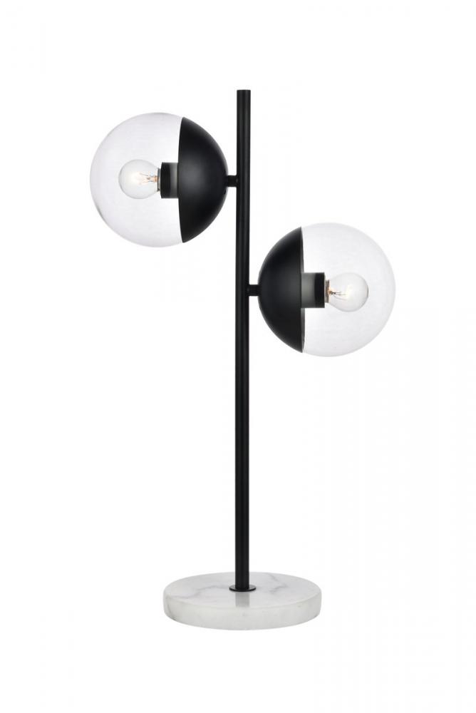 Eclipse 2 Lights Black Table Lamp With Clear Glass