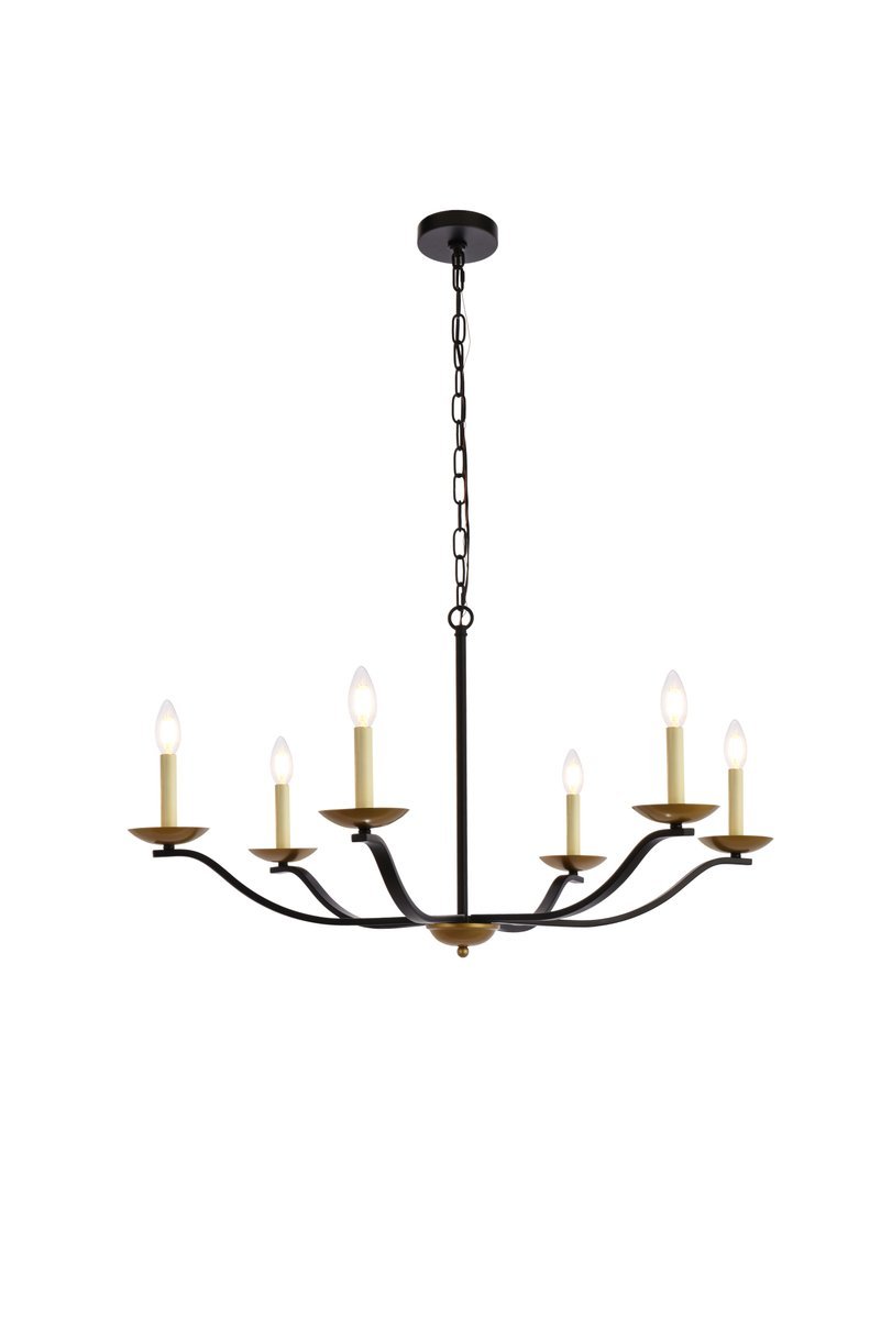 Trey 36 inch pendant in black and brass