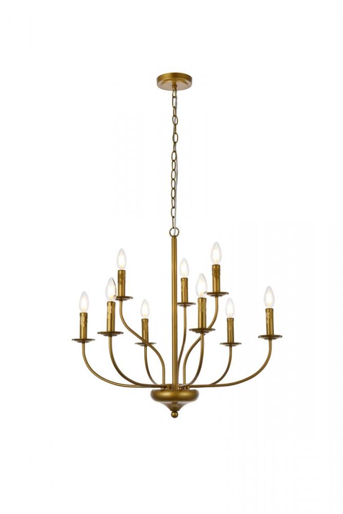 Westley 9 lights pendant in brass