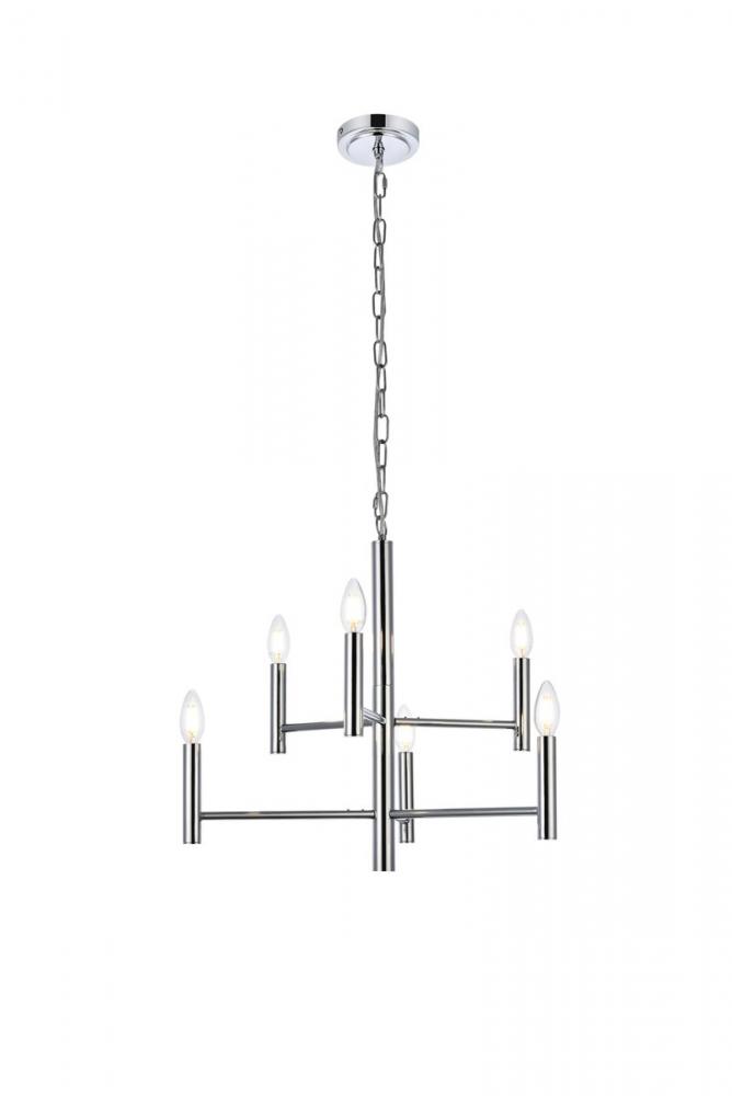 Carmella 6 lights pendant in chrome