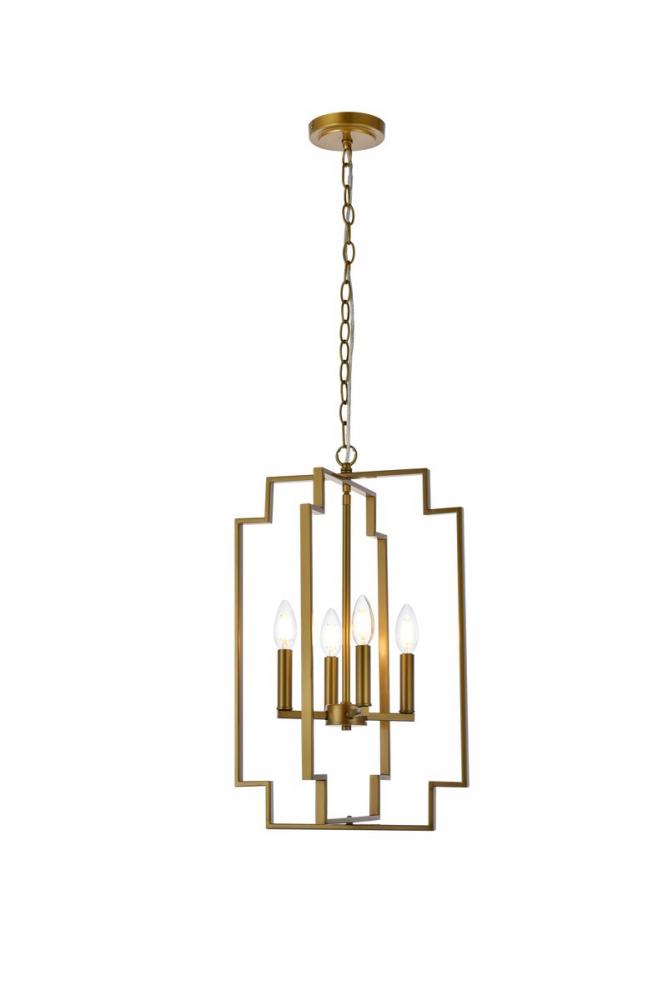 Rosenfeld 4 lights pendant in brass