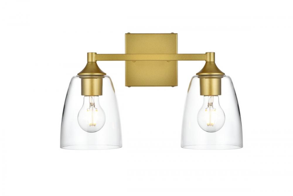 Gianni 2 light Brass and Clear Bath Sconce