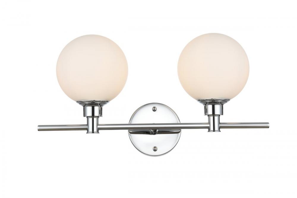 Cordelia 2 light Chrome and frosted white Bath Sconce