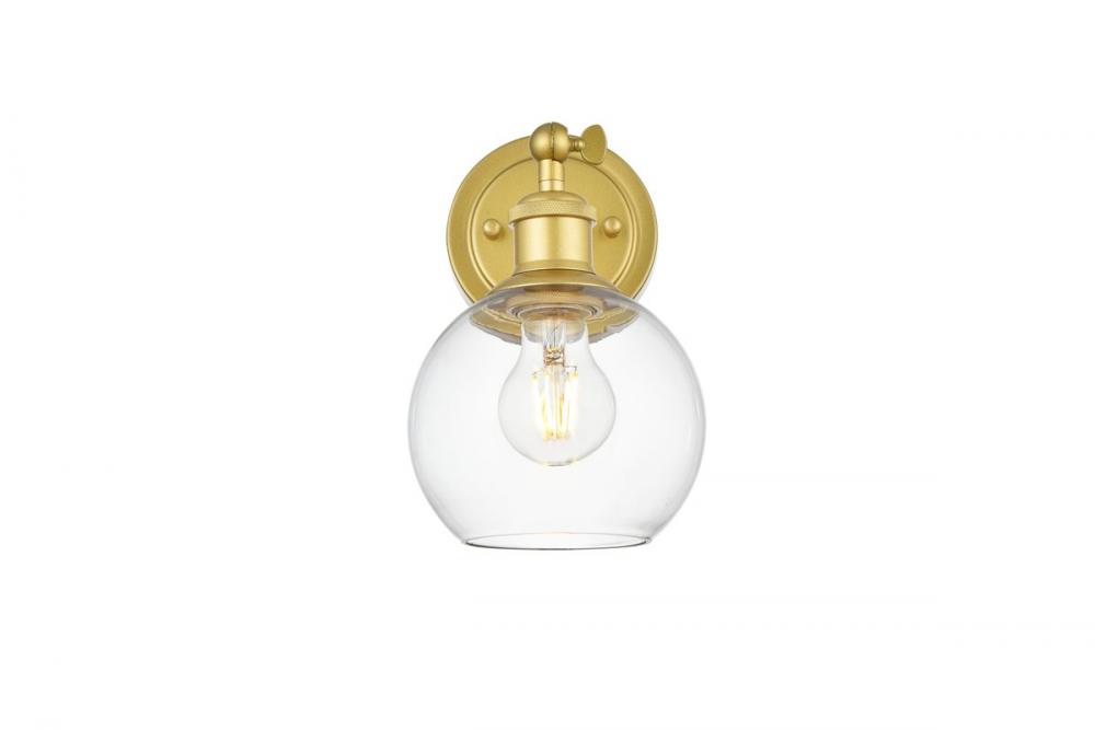 Kai 1 Light Brass and Clear Bath Sconce