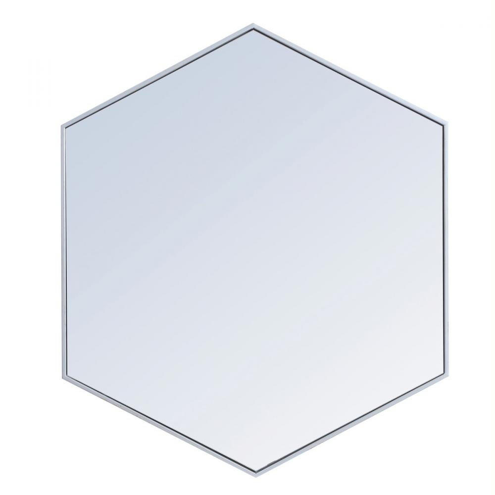 Metal Frame HexAgon Mirror 41 Inch in Silver