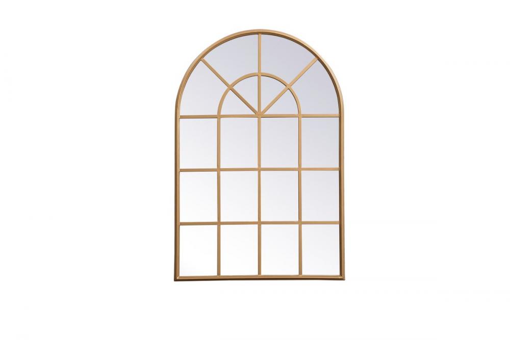 Metal Windowpane Mirror 28 Inchx41 Inch in In Brass