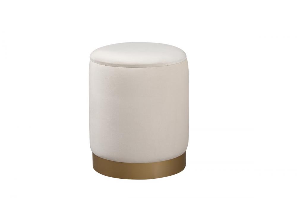 Ozman Round 14 Inch Ottoman in Beige