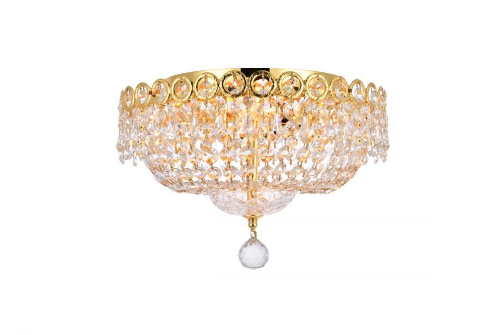 Century 4 Light Gold Flush Mount Clear Royal Cut Crystal