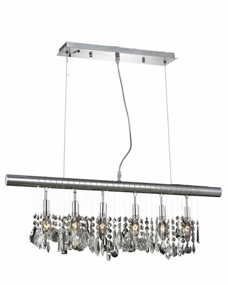 Chorus Line 6 Light Chrome Chandelier Clear Royal Cut Crystal