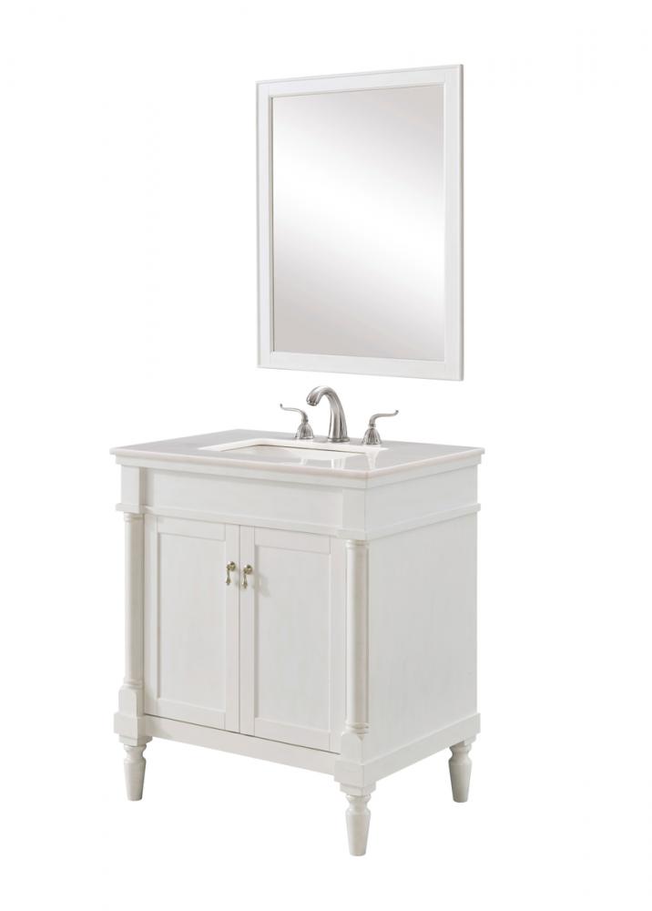 30 In. Single Bathroom Vanity Set in Antique White