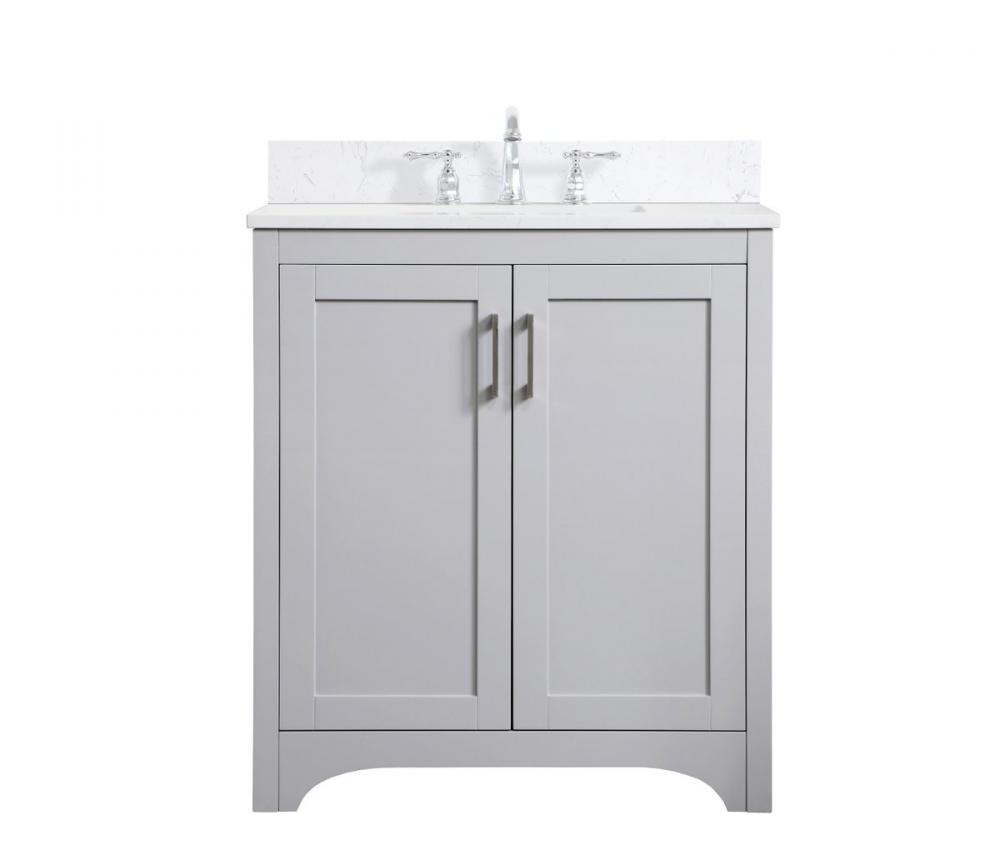 30 inch Single Bathroom Vanity in Grey with Backsplash