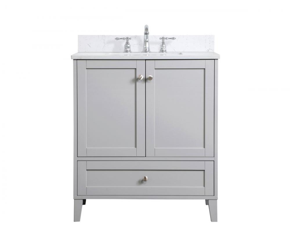 30 Inch Single Bathroom Vanity in Grey with Backsplash