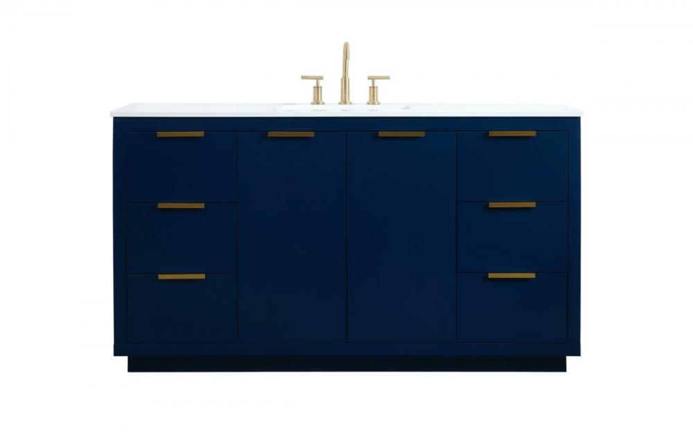 60 inch Single bathroom vanity in blue