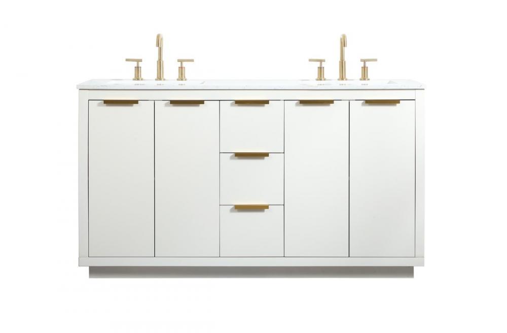 60 inch double bathroom vanity in white