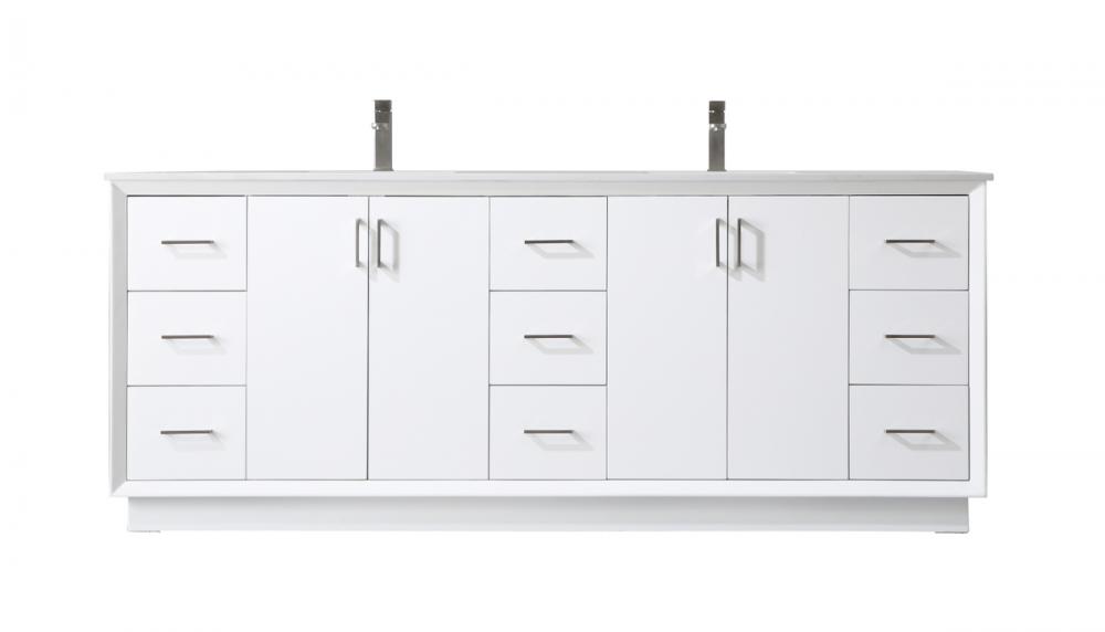 84 Inch Double Bathroom Vanity In White