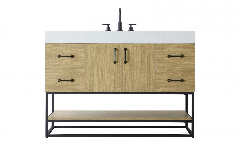 48 inch Single Bathroom Vanity in Honey Brown