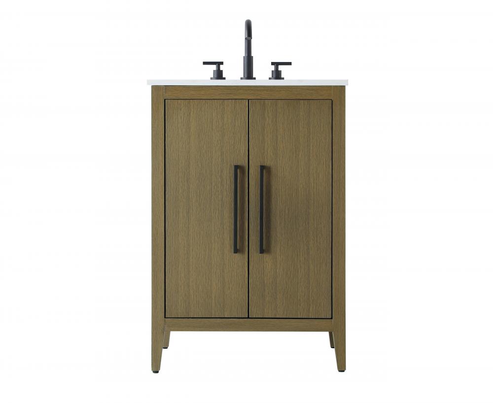 24 inch Single Bathroom Vanity in Chestnut Brown