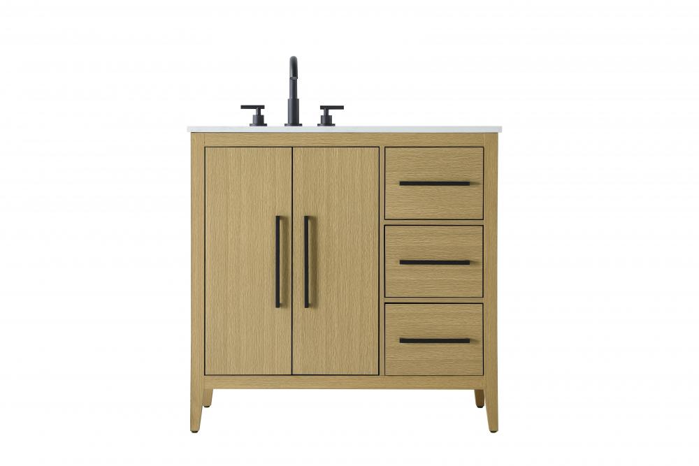 36 inch Single Bathroom Vanity in Honey Brown