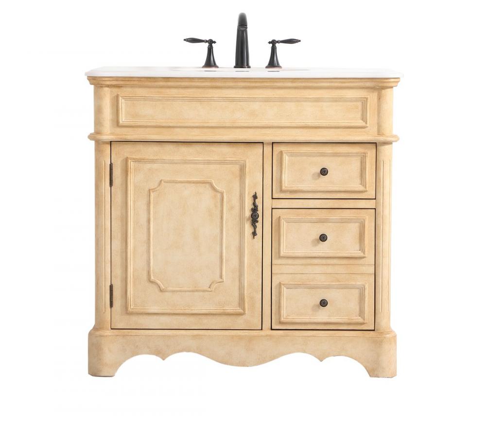 36 Inch Single Bathroom Vanity in Antique Beige