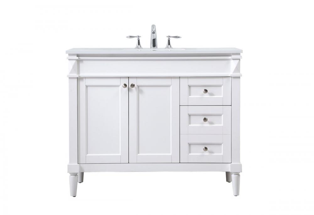 42 inch Single bathroom vanity in white