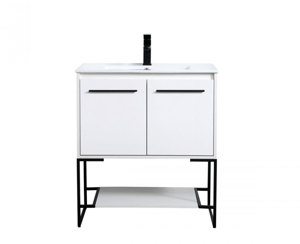 30 Inch Single Bathroom Vanity in White