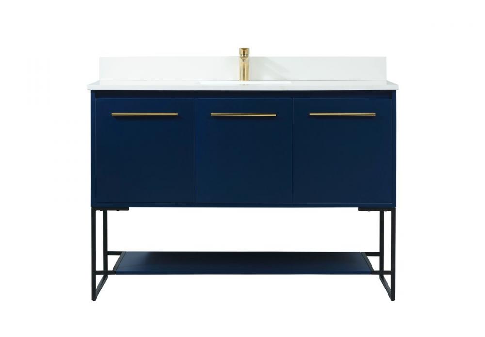 48 Inch Single Bathroom Vanity in Blue with Backsplash