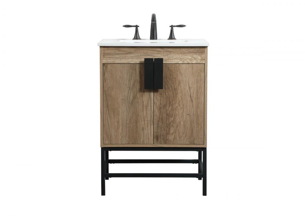 24 inch Single bathroom vanity in natural oak