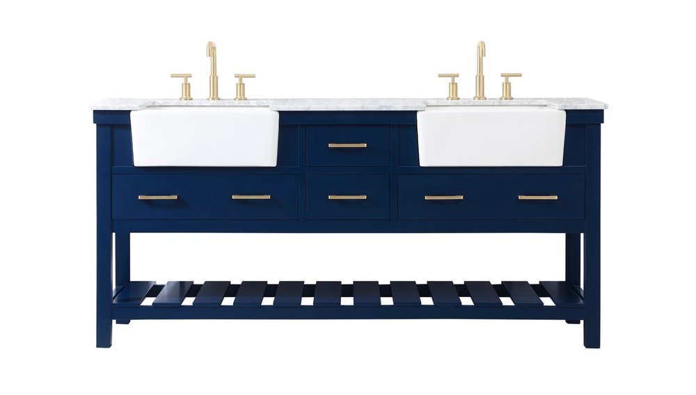 72 Inch Double Bathroom Vanity in Blue