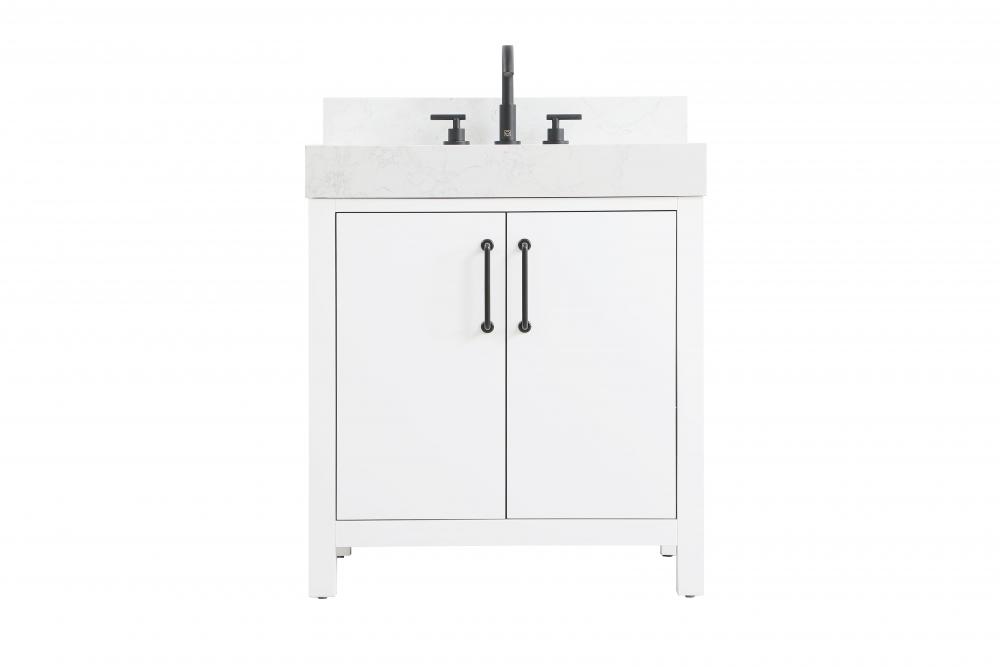 30 inch Single Bathroom Vanity In White with backsplash