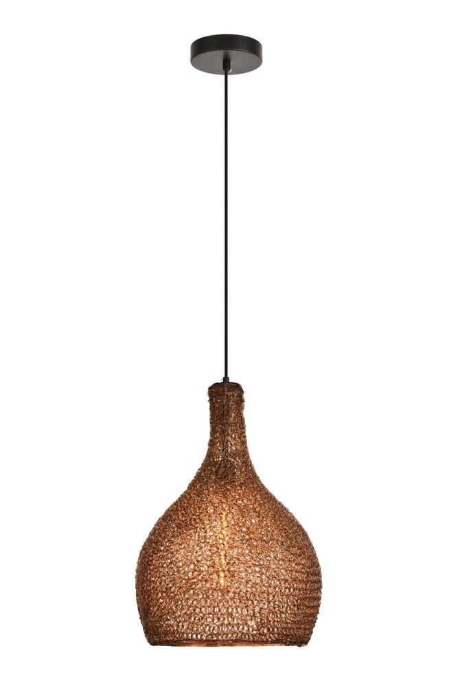 Finola Collection Pendant D13.0'' H20.5 Lt:1 Black and Coffee Finish