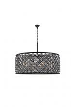 Elegant 1214G43MB-SS/RC - Madison 10 light Matte Black Chandelier Silver Shade (Grey) Royal Cut Crystal