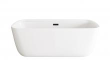 Elegant BT10567GW-MBK - 67 inch Soaking Bathtub in Glossy White with Matte Black Trim