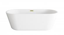 Elegant BT10671GW-BGD - 71 inch Soaking Bathtub in Glossy White with Brushed Gold Trim