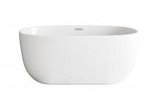 Elegant BT10754GW-BNK - 54 inch Soaking Bathtub in Glossy White with Brushed Nickel Trim