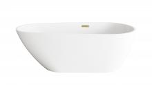 Elegant BT30267GW-BGD - 67 inch Bathtub in Glossy White with Brushed Gold Trim