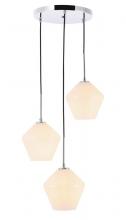 Elegant LD2259C - Gene 3 Light Chrome and Frosted White Glass Pendant