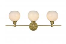 Elegant LD2319SG - Collier 3 Light Satin Gold and Frosted White Glass Wall Sconce