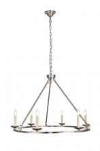 Elegant LD6010D32BN - Maine Collection Chandelier D32.4 H23.25 Lt:6 Burnished Nickel Finish