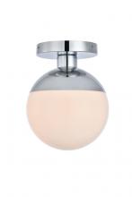 Elegant LD6052C - Eclipse 1 Light Chrome Flush Mount With Frosted White Glass