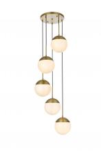 Elegant LD6074SG - Eclipse 18 inch Pendant Frosted White Shade in Satin Gold