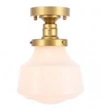 Elegant LD6251BR - Lyle 1 light Brass and frosted white glass Flush mount